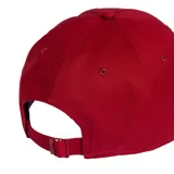 Gorra de béisbol color rojo oscuro (vino/burdeos) con el logo de las tres barras de Adidas bordado en tono tono sobre el panel frontal.