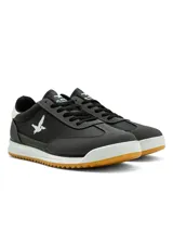 Championes deportivos Santa Barbara modelo Roam para hombre, en color negro con detalles en blanco y suela de goma color camel.