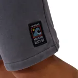 Bermuda gris de algodón con cintura elástica ajustable con cordón y logo estampado en la pierna derecha.