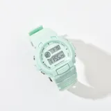 Reloj digital QYQ color verde agua con correa de silicona.