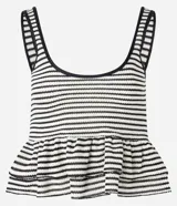 Blusa peplum sin mangas con escote U y estampa rayada.