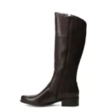 Bota de caña alta marca Bottero, confeccionada en cuero color marrón, con diseño combinado de cuero liso y cuero texturizado, taco bajo cuadrado y punta redondeada.