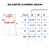 Pantalón de jean negro con efecto lavado, estilo cargo y corte muy holgado (baggy). Posee cintura elástica ajustable y bolsillos cargo laterales.