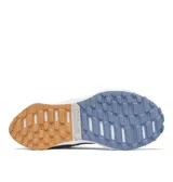 Bota de senderismo Columbia modelo Facet 75 Equinox, color beige con detalles en blanco y suela con relieve en tonos azul y marrón. Presenta tecnología impermeable OutDry, forro térmico Omni-Heat Infinity y refuerzos de TPU para mayor estabilidad.