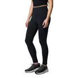 Calza deportiva de tiro alto con tecnología Omni-Wick para absorción de humedad. Presenta un diseño ajustado con costuras reforzadas y bolsillo lateral en la pierna.