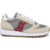 Championes Saucony Jazz Original Vintage, color crema con detalles en gris y rojo.
