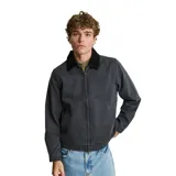 Campera Rhythm Mirissa color negro, con cuello de pana negra, cierre frontal y bolsillos laterales.