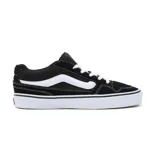 Championes Vans Caldrone Suede color negro con la icónica franja lateral blanca y suela de goma blanca.