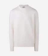 Suéter de punto para hombre en color azul marino, con cuello redondo y textura acanalada en el pecho y las mangas. Diseñado por Marfinno.