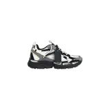 Championes Off-White Be Right Back, modelo con diseño chunky y estilo técnico, combinando paneles en blanco, negro y gris con detalles característicos de la marca como la brida adjunta y la suela con inscripción.