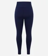 Legging deportiva de tiro alto en color azul marino, con franjas laterales en contraste de color bordó y beige. Confeccionada en microfibra elástica, ofrece un ajuste ceñido y cómodo para actividades físicas.