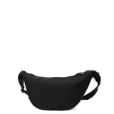 Riñonera de diseño minimalista en color negro, con cierre superior y correa ajustable.