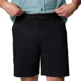 Short cargo de Columbia color negro para hombre, confeccionado con tejido elástico bidireccional y tecnología Omni-Shade UPF 50. Cuenta con múltiples bolsillos prácticos, incluyendo bolsillos laterales, bolsillos para las manos y bolsillo posterior.
