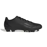 Championes de fútbol Adidas modelo X Crazyfast 4 FxG, diseño monocromático en color negro con acabado mate y detalles texturizados en los laterales. Cuenta con suela de tapones versátiles para diferentes tipos de terreno.