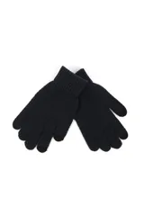 Guantes de punto tejido en color azul marino con puños acanalados. Cuentan con puntas de dedos compatibles con pantallas táctiles para facilitar el uso de dispositivos móviles sin necesidad de quitárselos.