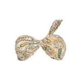 Top de bikini bandeau con estampado floral en tonos amarillo, verde y celeste.