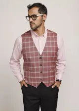 Chaleco de vestir reversible para hombre, con diseño de cuadros y cierre frontal de botones.