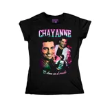 Remera negra de corte entallado con estampado frontal de Chayanne y la frase 'El alma en el ruedo'.