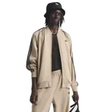 Campera deportiva Adidas SST TT color beige, con cuello alto, cierre frontal y las clásicas tres tiras negras en las mangas. Incluye el logo de Adidas bordado en el pecho.