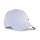 Gorra de béisbol Puma ESS Metal Cat BB, color lila, con logo metálico en el lateral.
