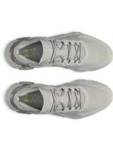 Championes Under Armour Halo Trainer, color gris con detalles en verde lima y estampa tipo camuflado en el talón.
