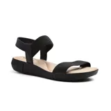 Sandalias bajas Korium Confort color salmón, con dos tiras horizontales de elástico y suela blanca.