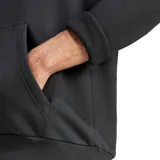 Canguro negro con capucha y cordones ajustables, bolsillo tipo canguro delantero y logo de Adidas Terrex impreso en el pecho.