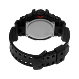 Reloj Casio G-Shock negro con detalles en rojo, analógico-digital, resistente al agua y a los golpes.