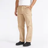 Pantalón carpintero Quiksilver de gabardina color beige, de corte recto y holgado, con bolsillos laterales de utilidad y presillas para cinturón.