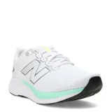 Championes de running New Balance 460, color blanco con detalles plateados y una franja en tono menta en la entresuela, con capellada de malla transpirable y suela con refuerzo negro.