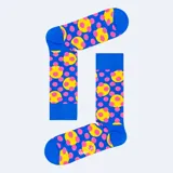Medias Happy Socks azules con lunares amarillos y rosados.