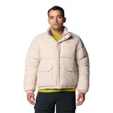 Campera puffer reversible Columbia modelo Wallowa, color beige, con cuello alto, cierre frontal con solapa, bolsillos frontales con solapa y puños elásticos.