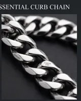 Pulsera de eslabones tipo cubana fabricada en acero inoxidable con acabado pulido.