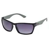 Lentes de sol MDQ modelo Makara, con armazón negro y patillas en color verde, y cristales oscuros con degradé.