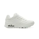 Championes Skechers Uno Savvy Debon Air, color blanco, con capellada sintética perforada, cordones al tono y suela con cámara de aire visible.
