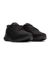 Championes de running Under Armour modelo Phade RN 3, color negro. Presentan una parte superior de malla ligera y transpirable con soporte estratégico, entresuela con amortiguación de EVA y suela de goma resistente con ranuras flexibles.