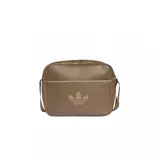 Bolso tipo bandolera Adidas Airliner color marrón, con diseño retro, logo del trébol estampado en el frente y correa ajustable.