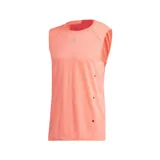 Musculosa de running Adidas Heat Ready color salmón, sin mangas, con cuello redondo y detalles reflectantes.