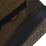 Championes de caña alta Vans modelo BMX Sk8-Hi, con diseño en color marrón y negro. Presentan paneles laterales de lona, refuerzos de gamuza en la puntera y el talón, la icónica banda lateral Sidestripe en negro y suela de goma vulcanizada negra.