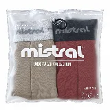 Pack de dos bóxers lisos marca Mistral, uno negro y otro gris, con cintura elástica y logo impreso.