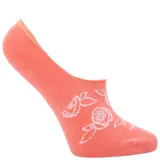 Calcetín invisible color salmón con estampado de rosas blancas, confeccionado en tejido suave de algodón con spandex.