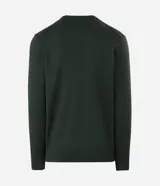 Suéter masculino de punto con textura cuadrillé, cuello redondo y mangas largas con puños acanalados.