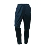 Pantalón de jogging azul marino de corte slim, con cintura elástica ajustable, bolsillos laterales con cierre y logo de la marca en la pierna.