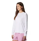 Remera de manga larga Columbia Tidal Tee II de color blanco, confeccionada con tecnología de secado rápido, protección solar Omni-Shade UPF 50 y evaporación Omni-Wick, diseñada especialmente para pesca y actividades al aire libre.