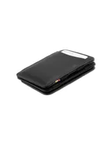 Billetera tipo tarjetero de cuero sintético color verde oscuro, con costuras visibles y el nombre "Hunterson" grabado en la parte inferior. Posee un bolsillo frontal donde se asoma una tarjeta de crédito.