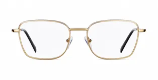 Lentes blueblocker Lami Gold con armazón metálico dorado de formato rectangular y cantos redondeados. Incluye protección contra luz azul y rayos UV400.
