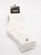Pack de dos pares de medias deportivas blancas de algodón, marca Forum Active. Diseño con logo de la marca en gris.