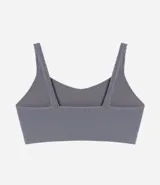 Soutien modelo top, hecho en microfibra color verde agua. Prenda sin relleno, con aro, sin costura y con textura acanalada.