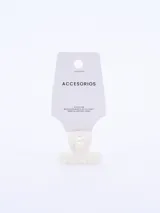 Pinza para el pelo color blanco traslúcido con diseño de flores.