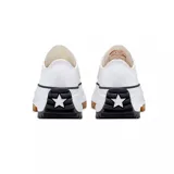 Zapatillas Converse Run Star Hike OX blancas de caña baja con plataforma gruesa y suela dentada en marrón y negro.